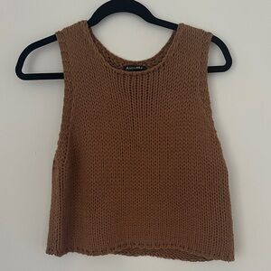 Line and Dot Knit Tank Top in Brown Size Medium